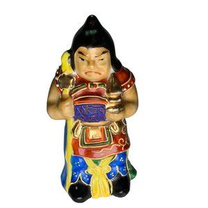 Vintage Kutani Bishamonten God of War Warrior Japanese 3.5” Porcelain Figurine